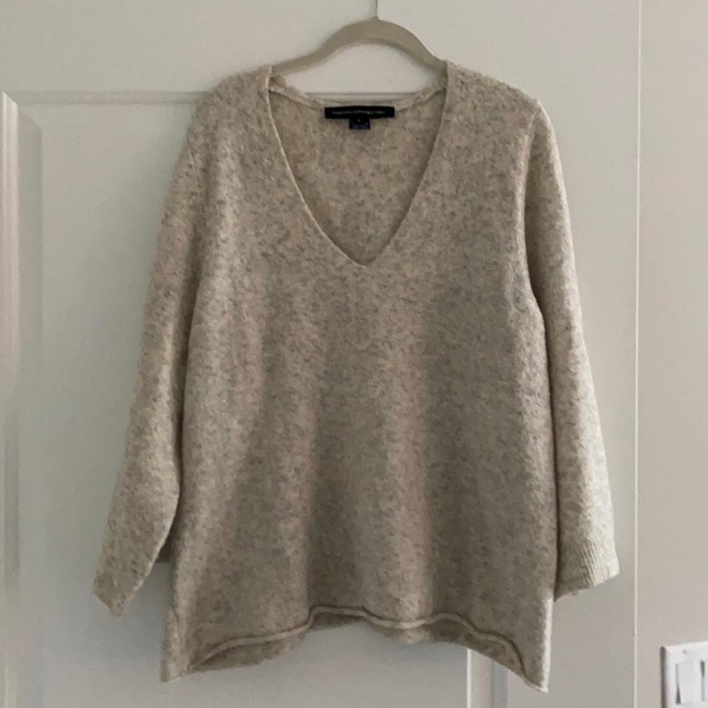 French connection V neck oatmeal sweater
